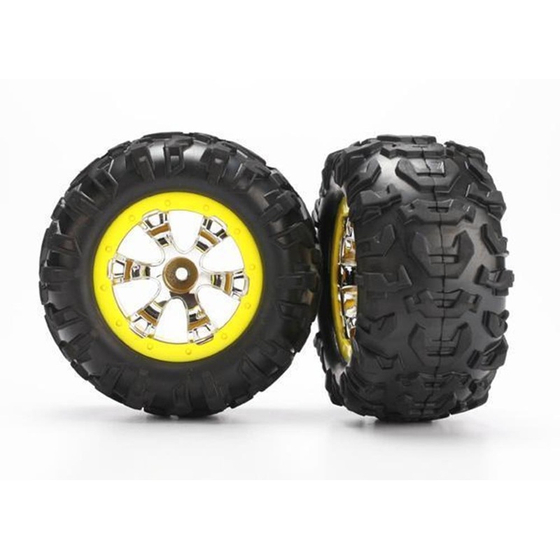 Traxxas 7276 - Geode Chrome Yellow Beadlock Style Wheels Canyon At Tires (2)
