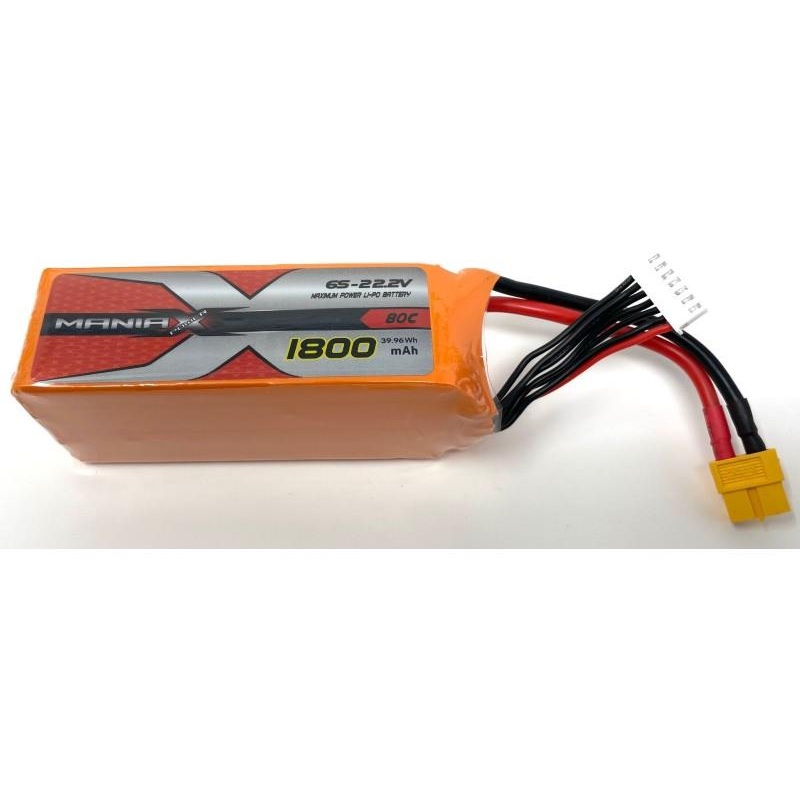 ManiaX 22.2V 1800mAh 80C Orange Lipo Pack : MX1800-6S-80