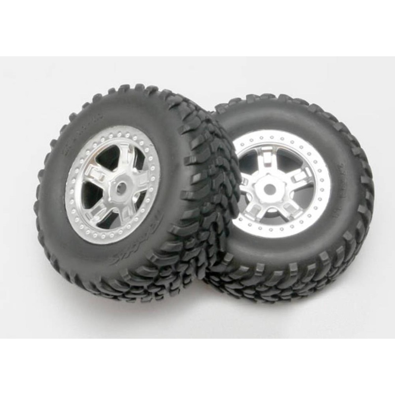 Traxxas 7073 - Sct Satin Chrome Wheels Sct Off-Road Racing Tires (2)