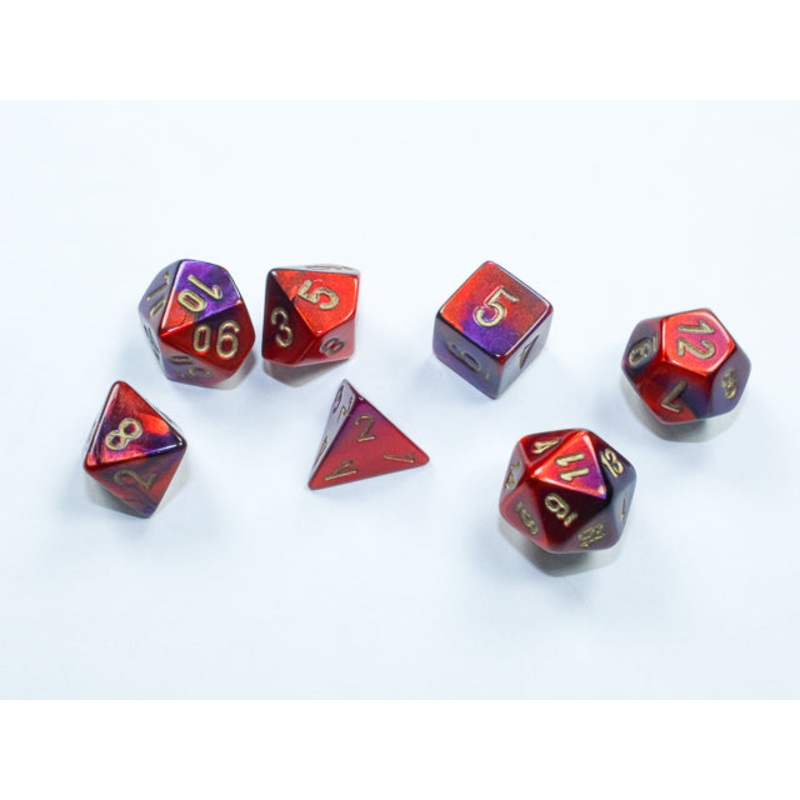Chessex 20626 Gemini Mini-hedral Purple-Red/gold 7-Die Set