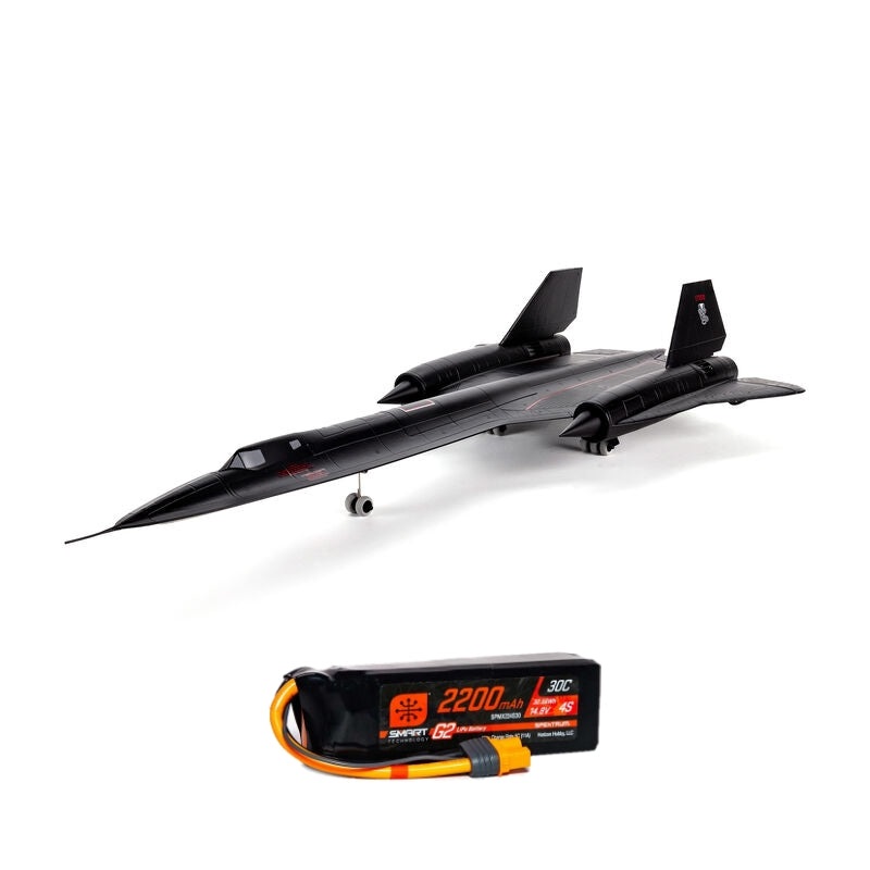 Eflite EFL02050+SPMX224S30 SR-71 Blackbird Twin 40mm EDF BNF Basic with AS3X and SAFE Select