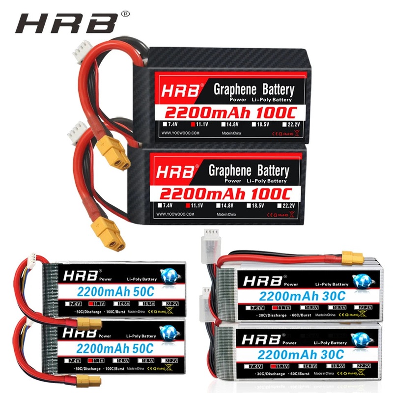 2PCS HRB 3S 11.1V Lipo Battery 2200mAh 30C 50C 100C T XT60 Plug For RC Airplane Helicopter Quadcopter FPV Drone Car Racing Hobby 3S 2200mah 30C XT60