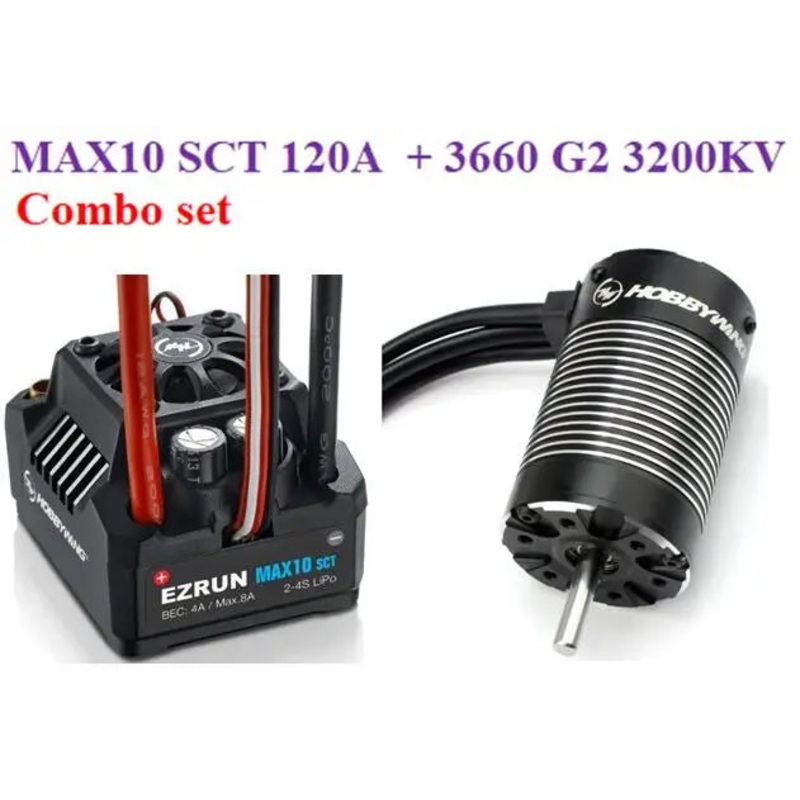 Hobbywing EZRUN MAX10 SCT 120A Brushless ESC + 3660 G2 3200KV/ 4000KV/4600KV Sensorless Motor Combo Set for 1/10 RC Car ESC with 3200KV