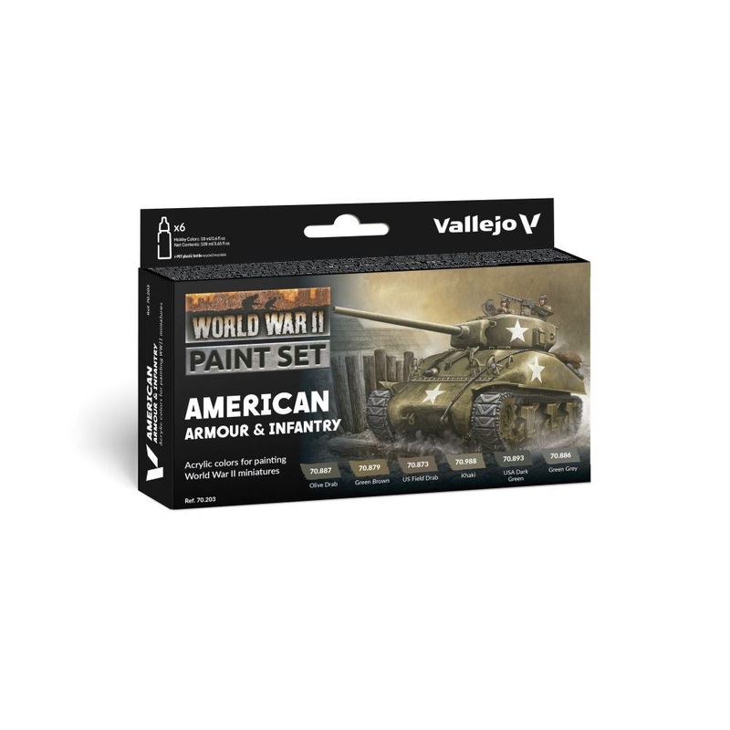 Vallejo AV70203 Model Colour American Armour & Infantry WWII 6 Colour Set