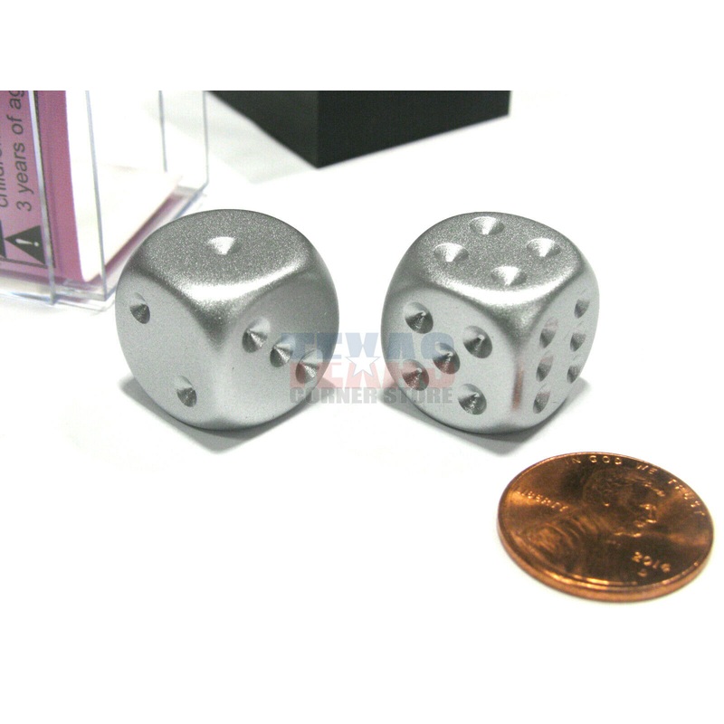 Chessex 29012 Aluminum (matte finish) Metallic 16mm d6 Pair