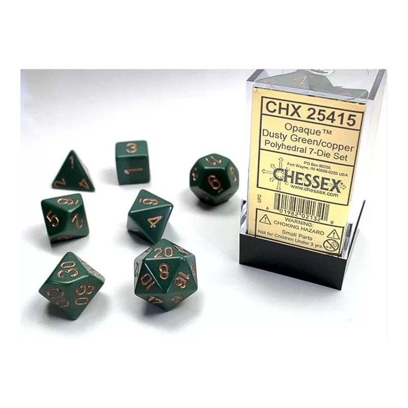 Chessex 25415 Opaque Polyhedral Dice Set Dusty Green-G