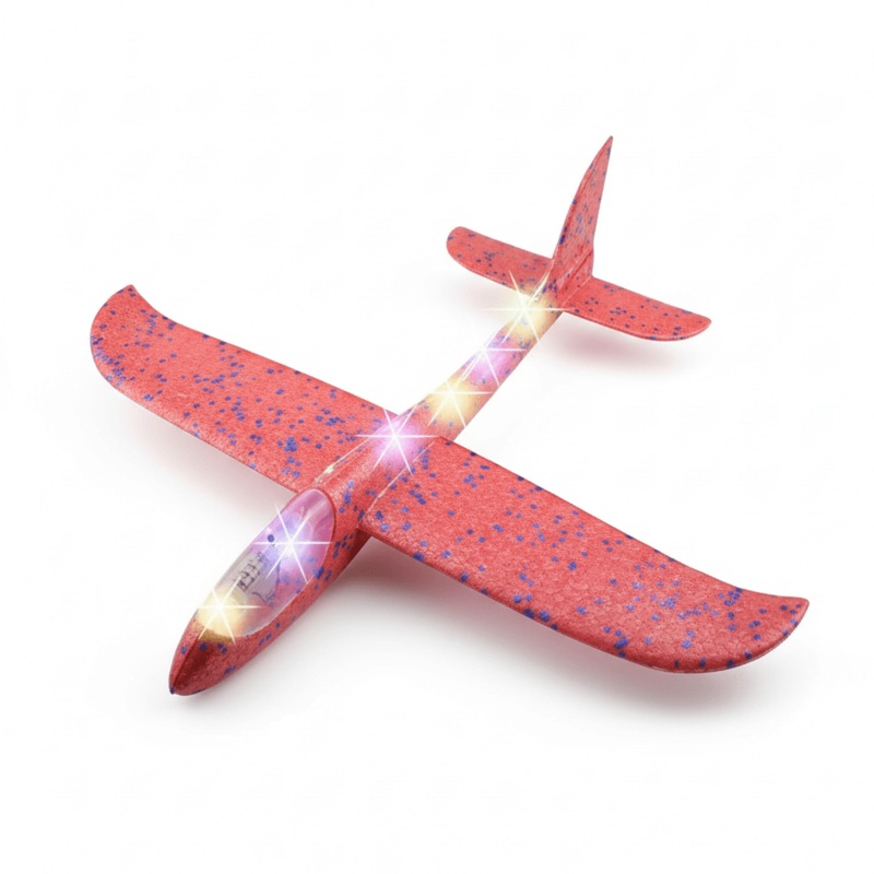 50CM Foam Glider Airplane Toy with LED Lights - Hand Throw Outdoor Fun for Kids 50cm Red body LED