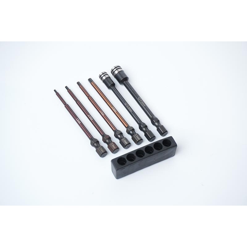Koswork KOS13207-CSET Nut Driver/Hex Wrench Tip Set 1.5, 2.0, 2.5, 3.0mm Hex & 5.5, 7mm Nut Driver 1/4" Drive Hex