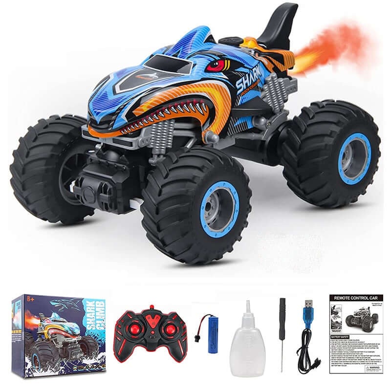KidsToyLover 2.4G Monster RC Truck - Light, Sound & Spray Stunt Car | Ideal Gift Blue