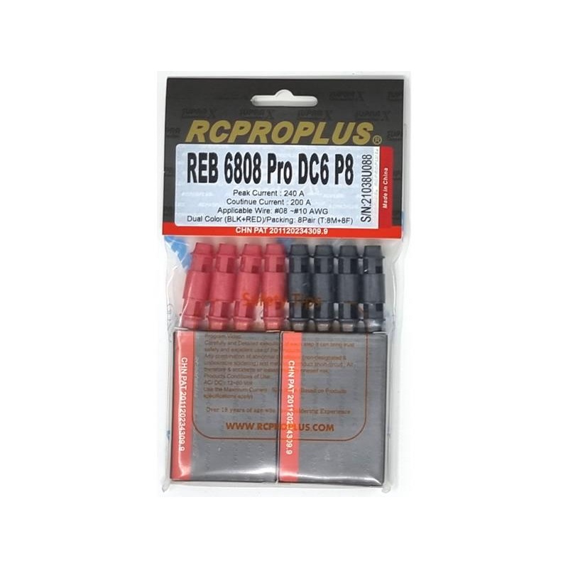 RCPROPLUS PRO 6mm (8M, 8F, Red/Black Housing) : REB6808PRODC6P8