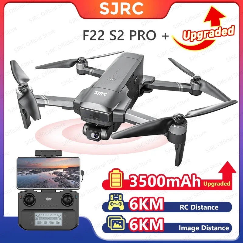 SJRC F22 S2 PRO+ Drone 4K Professional with Camera Laser Obstacle Avoidance 2-axis EIS Gimbal 5G WIFI GPS 6KM FPV RC Quadcopter F22S2Pplus 1B FB