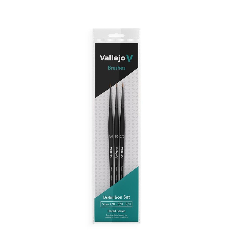 Vallejo AVB02990 Brush Set - Detail - Definition Set - Synthetic fibers (Sizes 4/0, 3/0 & 2/0)