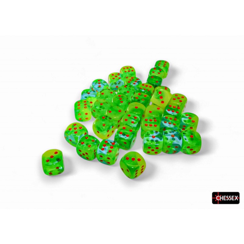 Chessex CHX26870 Gemini Plasma Green-Teal/Orange Luminary D6 Set of 36 (12mm)
