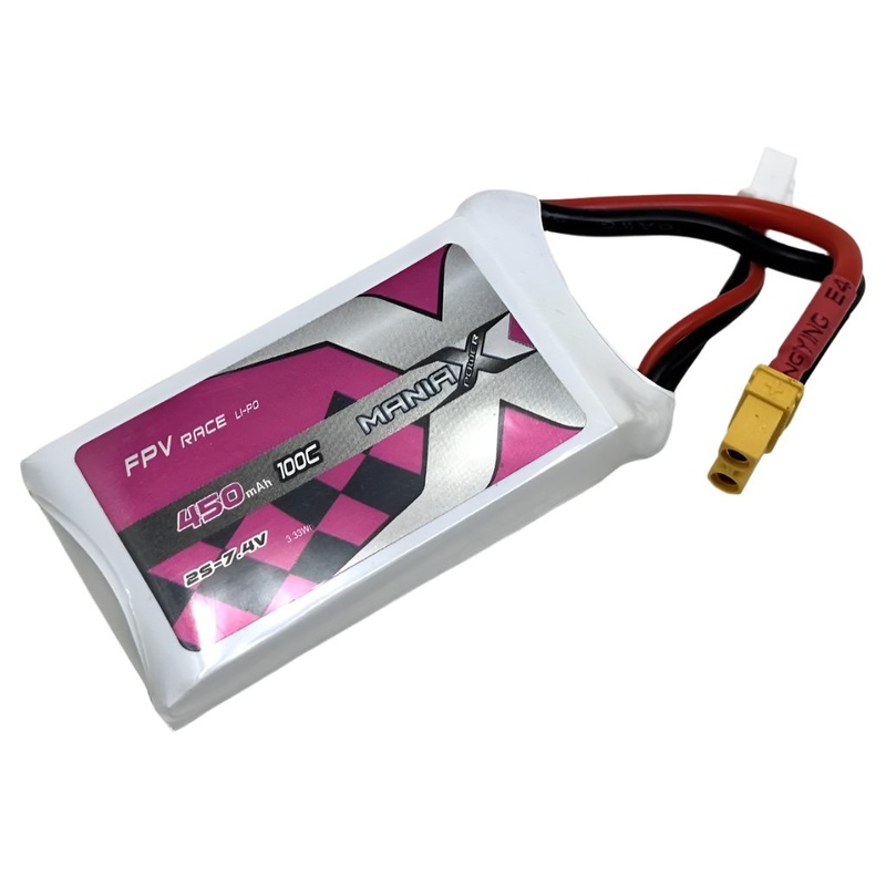 ManiaX 7.4V 450mah 100C Lipo Battery Pack : MX450-2S-100