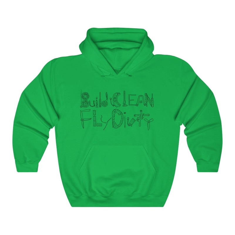 Build Clean Fly Dirty Hoodie (Tango2 approved) - Black Logo Irish Green