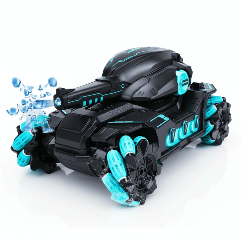 Electric Water Bomb Tank RC Toy - Remote Control Battle Car for Kids 1 remote control-blue