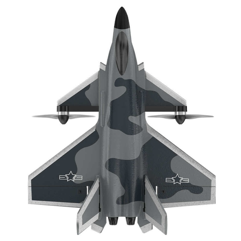 KF700 J-20 4-Channel Brushless Glider RC Plane, 300m Range, Camouflage Gray