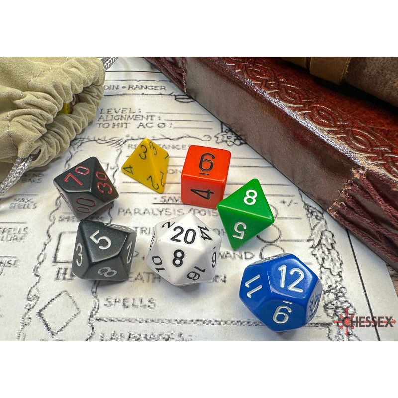 Chessex 25499 Nostalgia Opaque GM & Beginner Player Polyhedral 7-Die Set
