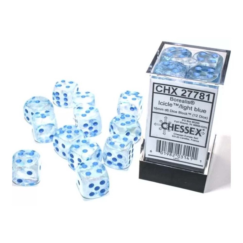 Chessex 27781 Signature 16mm d6 (12 Dice) Borealis Ici