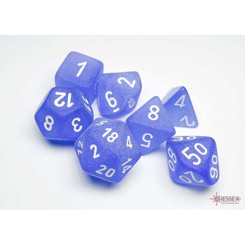 Chessex 27406 Frosted Blue w/white Classic Polyhedral