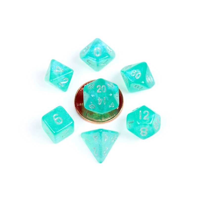 MDG MDG4180 Mini Polyhedral Dice Set: Stardust Turquoise