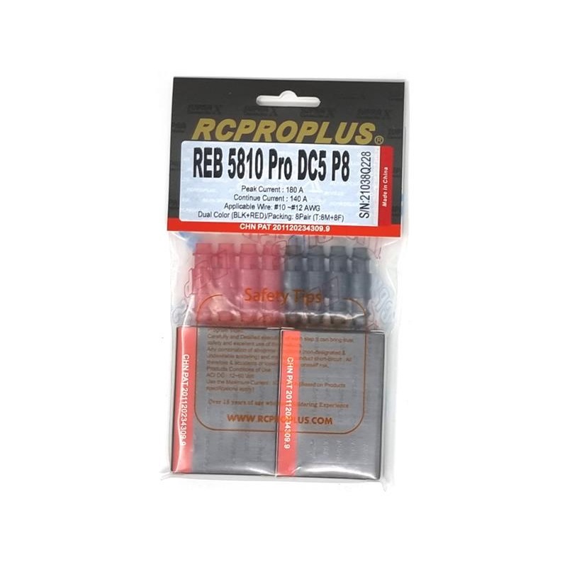 RCPROPLUS PRO 5mm (8M, 8F, Black/Red Housing) : REB5810PRODC5P8