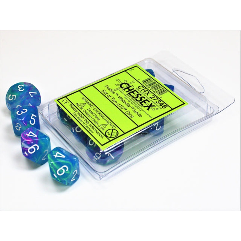 Chessex 27346 Festive Waterlily/white Set of Ten d10s