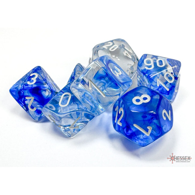 Chessex 27466 Nebula Dark Blue w/white Signature Polyh