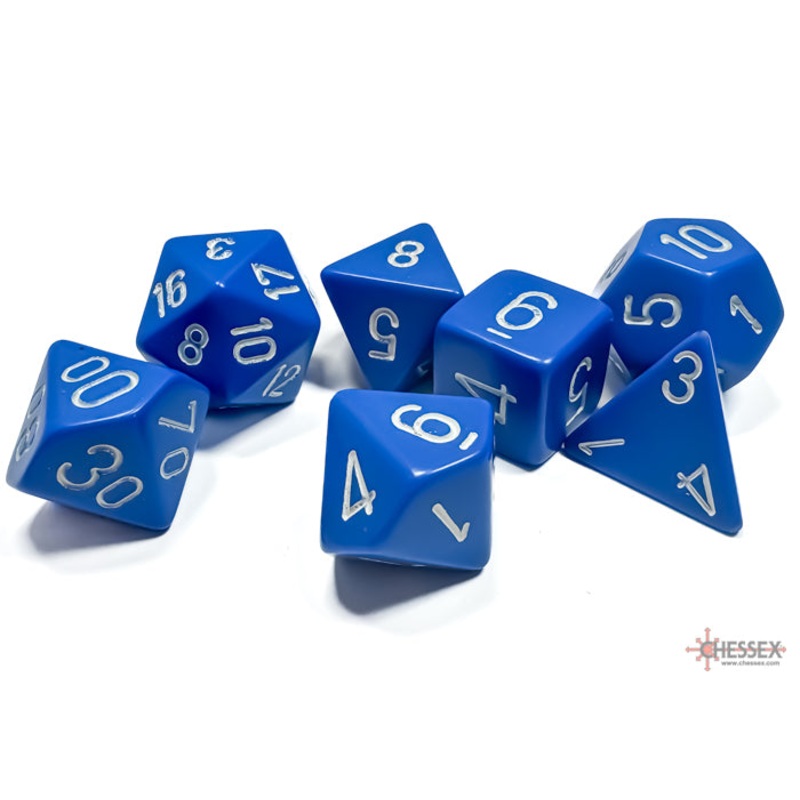 Chessex 25406 Blue w/white Opaque Polyhedral 7-Die Set