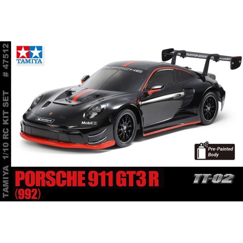 Tamiya 47512 TT-02 Porsche 911 GT3 R 1/10 4WD Electric Touring Car Kit w/Pre-Painted Body (Black)