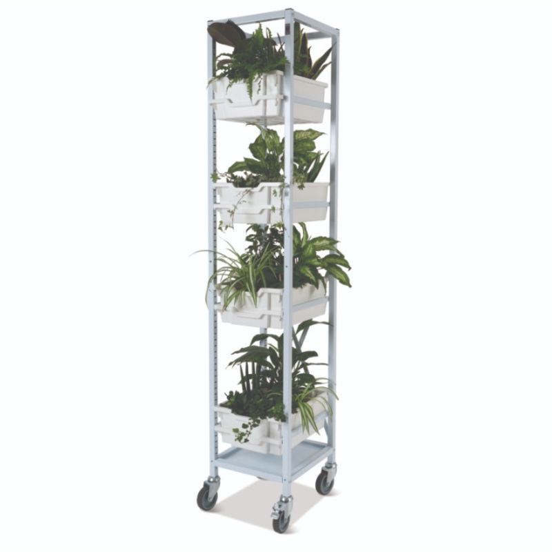 Tall Plant Tower Whte Frame, 4 Shallow & 4 Deep White Trays