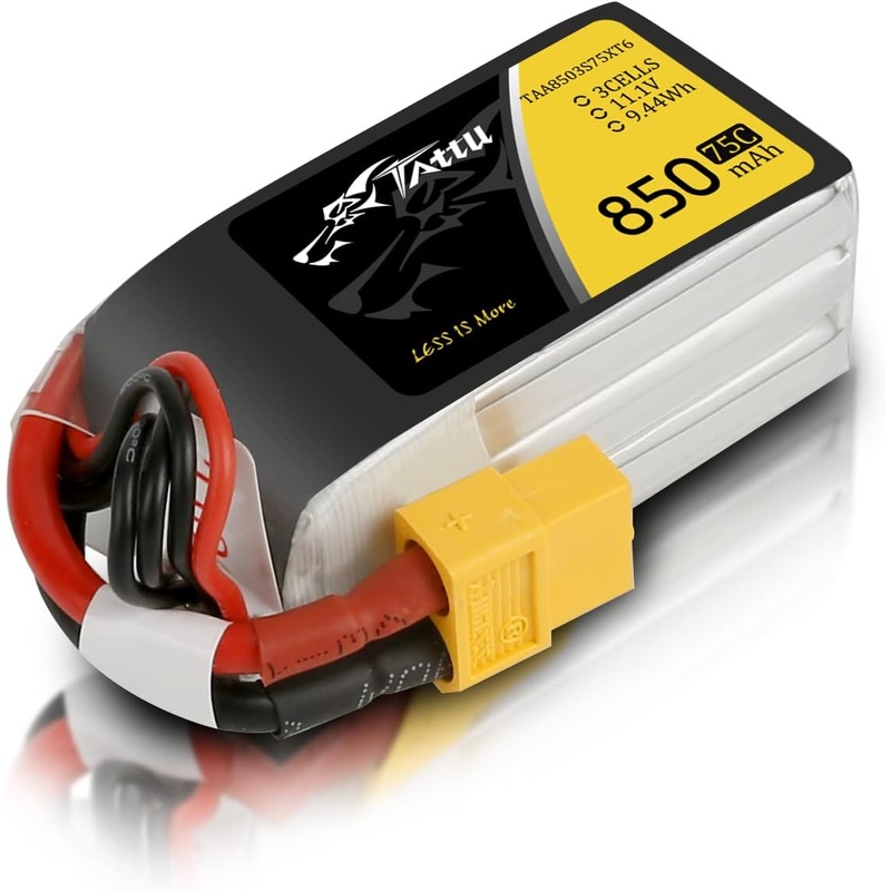 TATTU 850mAh 11.1V 75C 3S LiPo Battery Pack with XT60 Plug for Multirotor FPV 150 180 Size Quadcopter