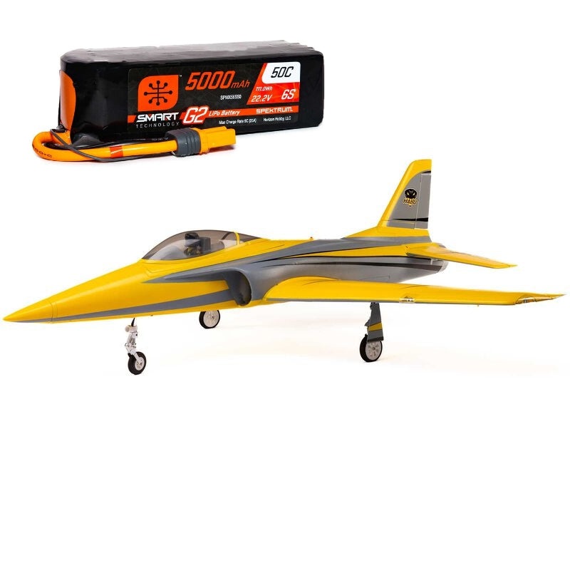 Eflite EFL02450+SPMX56S50 Habu XS (eXtra Sport) 80mm EDF BNF Basic with AS3X+ and SAFE Select + 5000mAh 6S 22.2V Smart G2 LiPo Battery, 50C, IC5 Combo