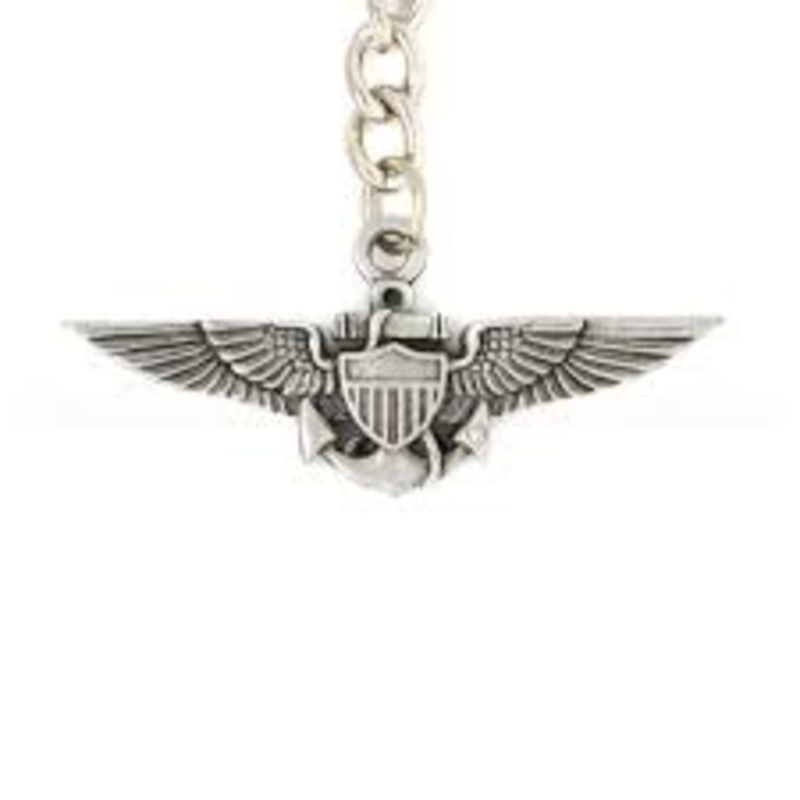 Aviator Wings Keychain - Pewter