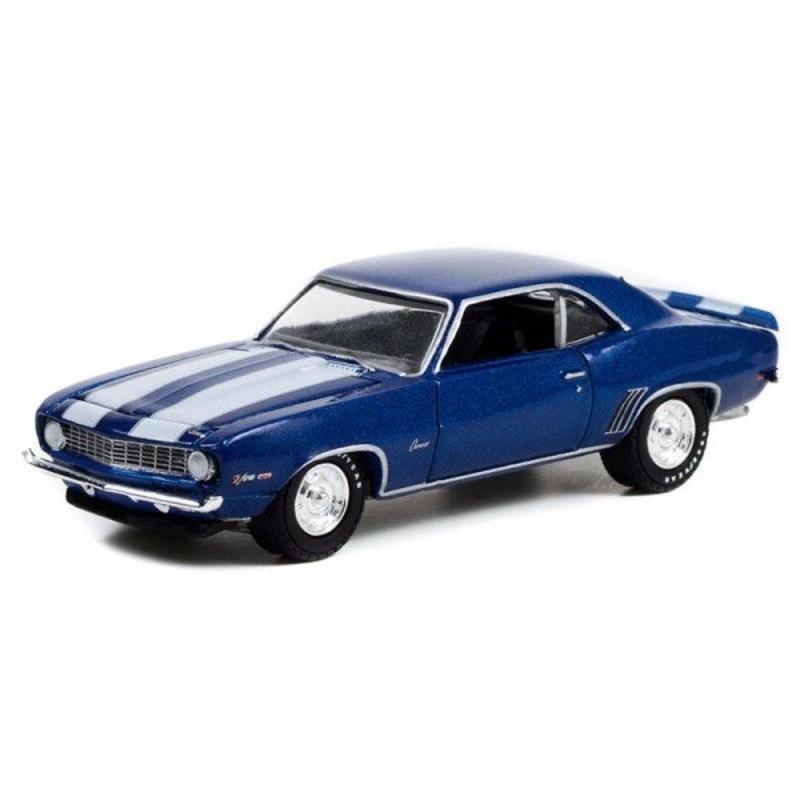 GreenLight 37250-C 1/64 1969 Chevrolet Camaro Z/28 (Blue w/White Stripes) - Lot #687.3