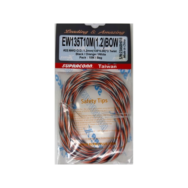 RCPROPLUS 1.2mm Twist 10m Black/Orange/White : EW135T10M(1.2)BOW