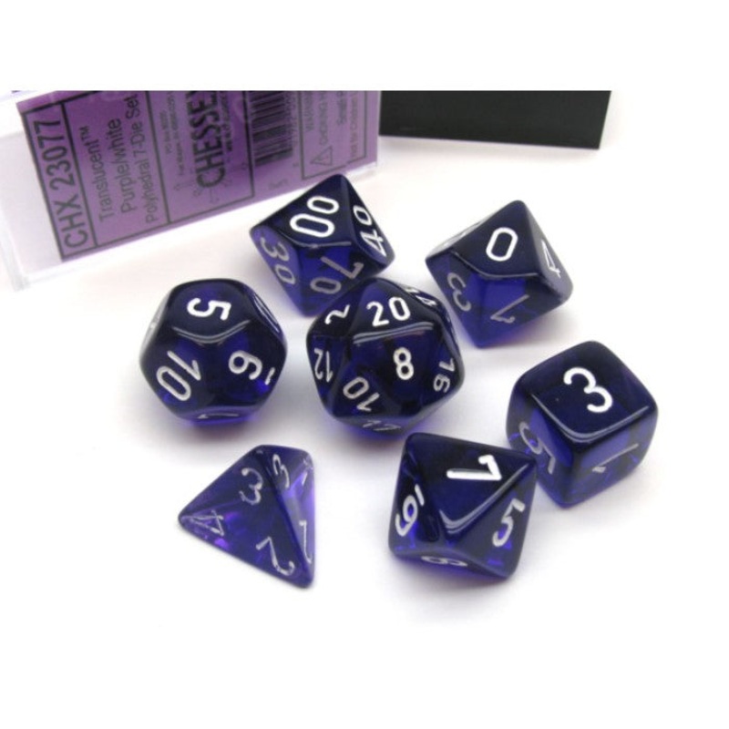 Chessex 23077 Translucent Polyhedral Purple/white 7-Die Set