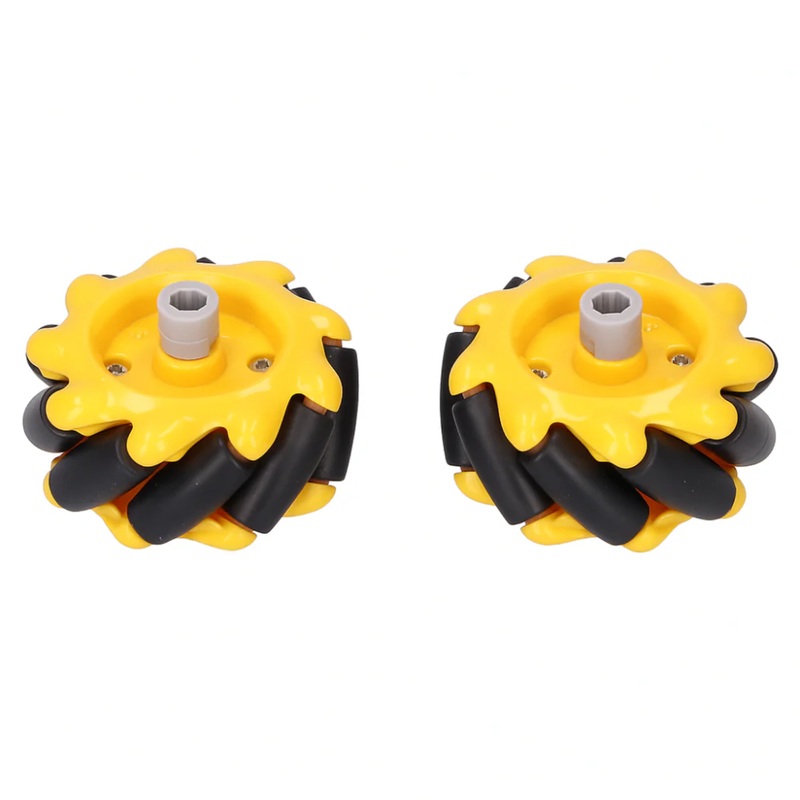 Mecanum Wheel 48mm Pair Omnidirectional Left & Right Wheels (Yellow)