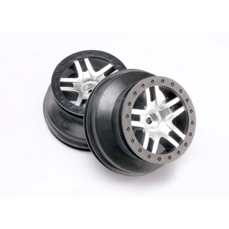 Traxxas 5876 - Wheels Sct Split-Spoke Satin Chrome Black Beadlock Style Dual Profile (2)