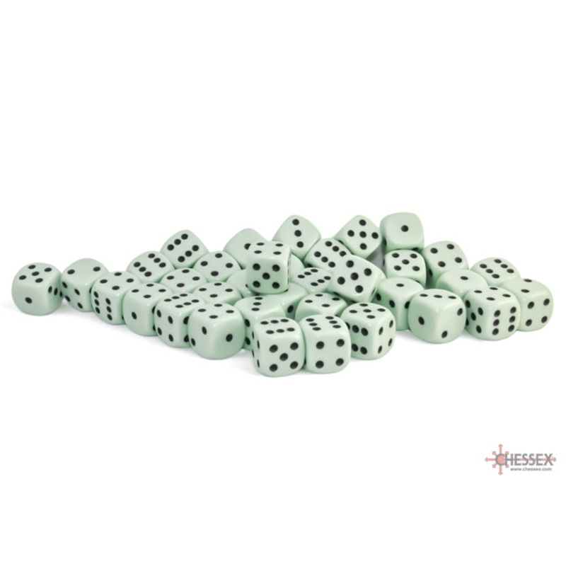 Chessex 25865 Opaque 12mm d6 Pastel Green/black Dice Block (36 dice)
