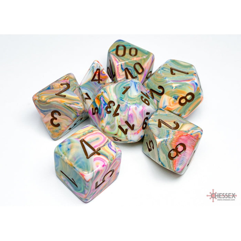 Chessex 27441 Festive Vibrant w/brown Classic Polyhedr
