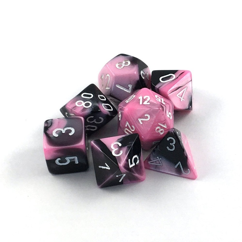 Chessex 26430 Gemini Polyhedral Black-Pink/white 7-Die Set