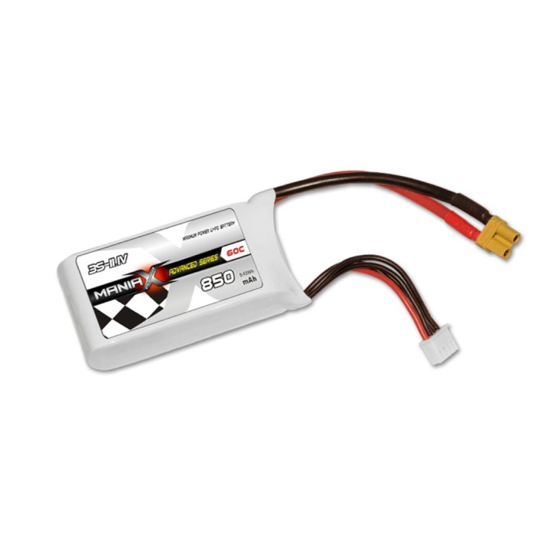 ManiaX 11.1V 850mah 60C Lipo Battery Pack : MX850-3S-60