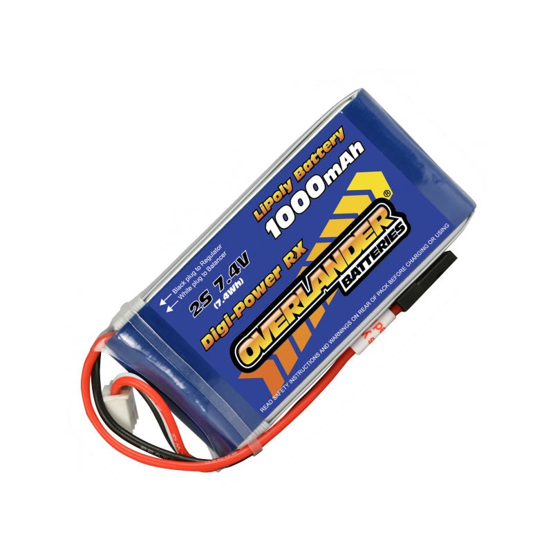 1000mAh 2S 7.4v LiPo Battery Receiver Pack - Overlander Digi-Power (1568) : OV-1568