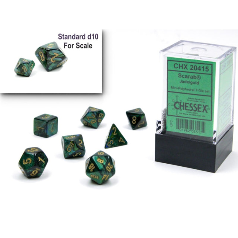 Chessex 20415 Scarab Mini-hedral Jade/gold 7-Die Set