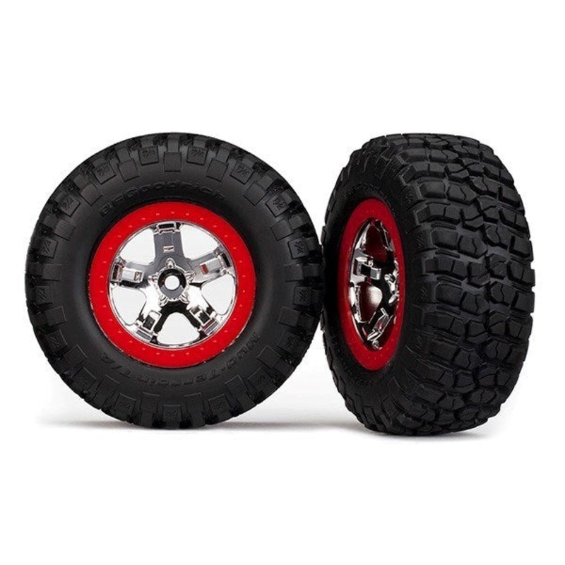 Traxxas 5869 - Tires & wheels assembled glued SCT red beadlock wheels (2) (2WD front)