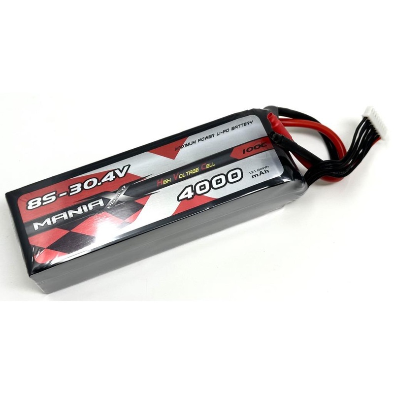 ManiaX 30.4V 4000mah 100C HV Lipo Battery Pack : MX4000-8SHV-100
