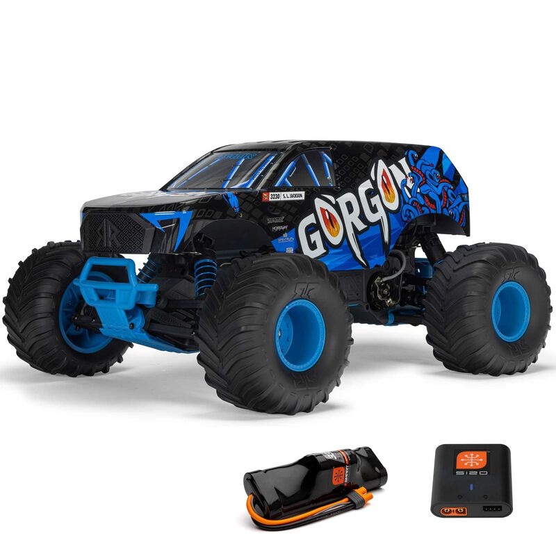 ARRMA ARA3230ST5 1/10 GORGON 2WD RTR Brushed Monster Truck (Battery & Charger Included), Blue