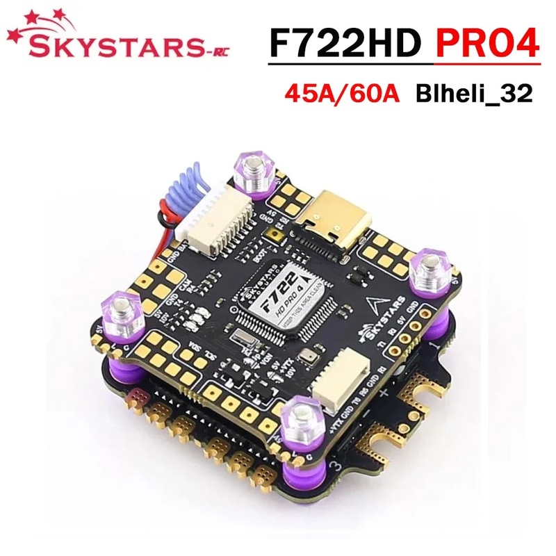 Skystars F7 F722HD PRO4 Flight Controller OSD 45A/60A 128K Blheli_32 3-6S ESC Stack 30.5mm FPV Racing Drone Quadcopt F722 FC and 45A ESC
