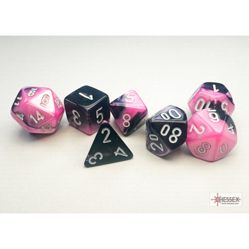 Chessex 20630 Gemini Mini-hedral Black-Pink/white 7-Die Set